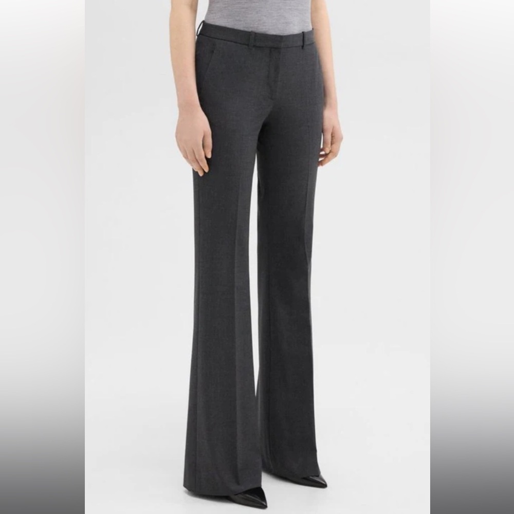 Theory Demitria Pant in Good Wool Charcoal Women’s Size 6 NWT